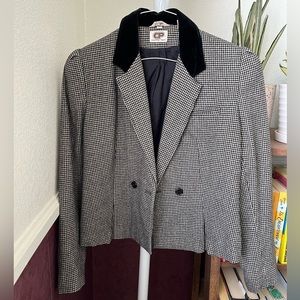 Vintage Houndstooth Cropped Blazer